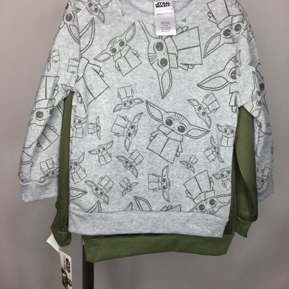 Star Wars Sweatshirt Toddler Kid Size 4T Green/Gray Yoda Logo Crewneck Polyester - Picture 5 of 12